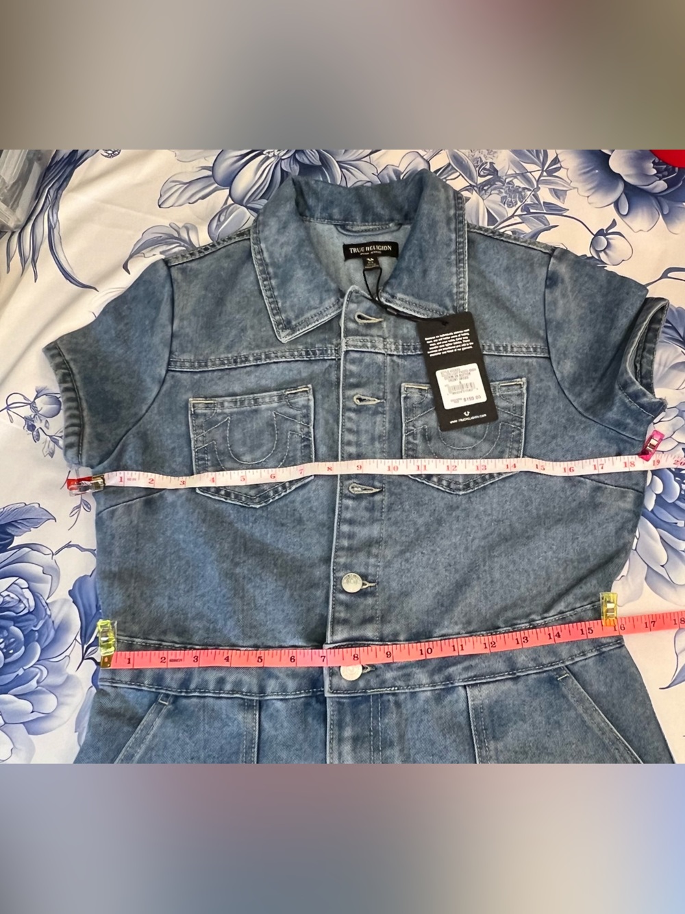 True Religion Medium Blue Denim Button-Front Mini Dress - Picture 13 of 16